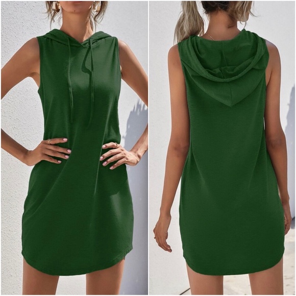 Cozy Minimalist Sleeveless Hoodie Casual Dress - Picture 7 of 8